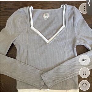 BDG Gray V-Neck Buttoned Shirt